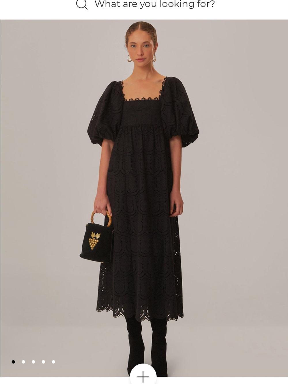FARM RIO Black Pineapple Eyelet Maxi Dress Medium